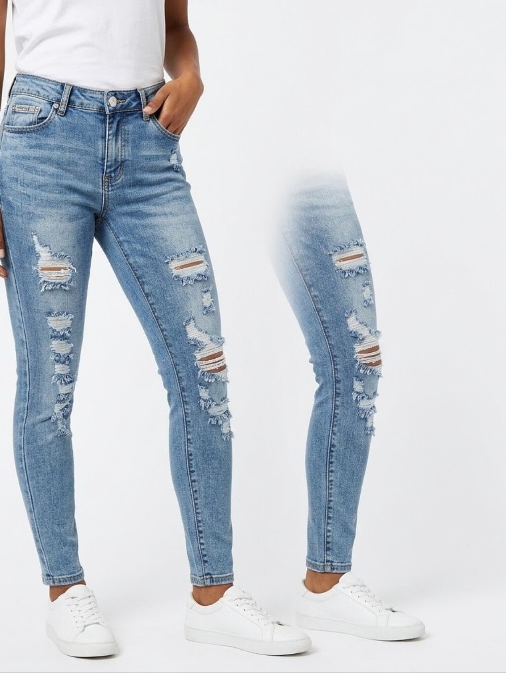 Disclosure Distressed Ripped Skinny Jeans Size 3/26 Medium Wash Stretch